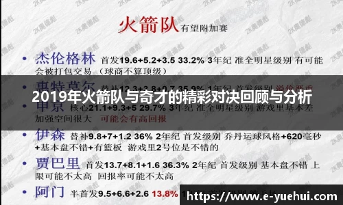 2019年火箭队与奇才的精彩对决回顾与分析